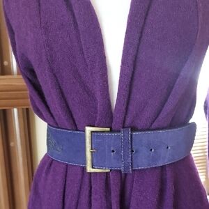 Vintage Purple Suede Belt with Brass Buckle